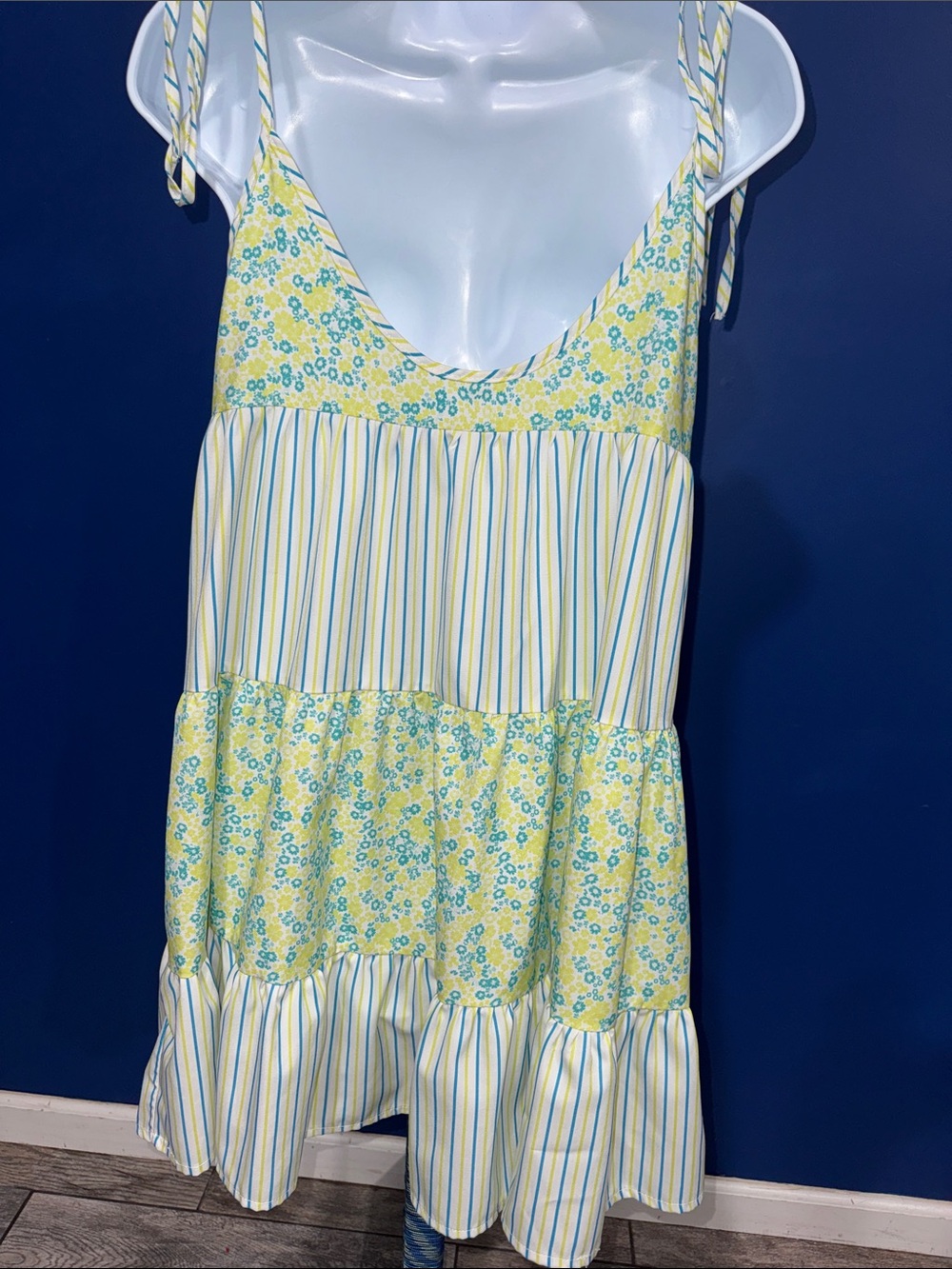 Boho Western Yellow Floral Tiered Dress – Size Small - Picture 5 of 13